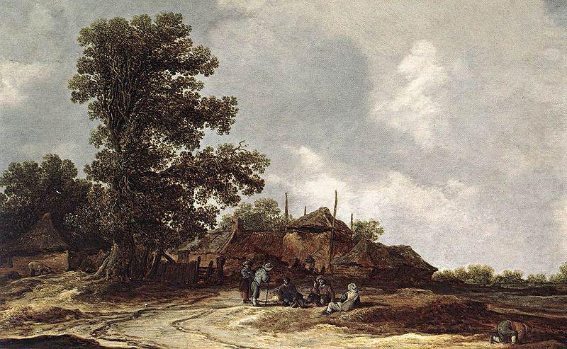 Jan van Goyen Cottages with Haystack by a Muddy Track. china oil painting image